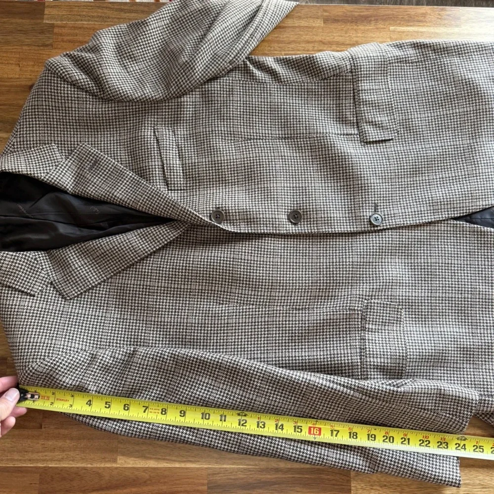 Salvatore‎ Ferragamo Mens Houndstooth Blazer Brown Tan Made in Italy Sport Coat